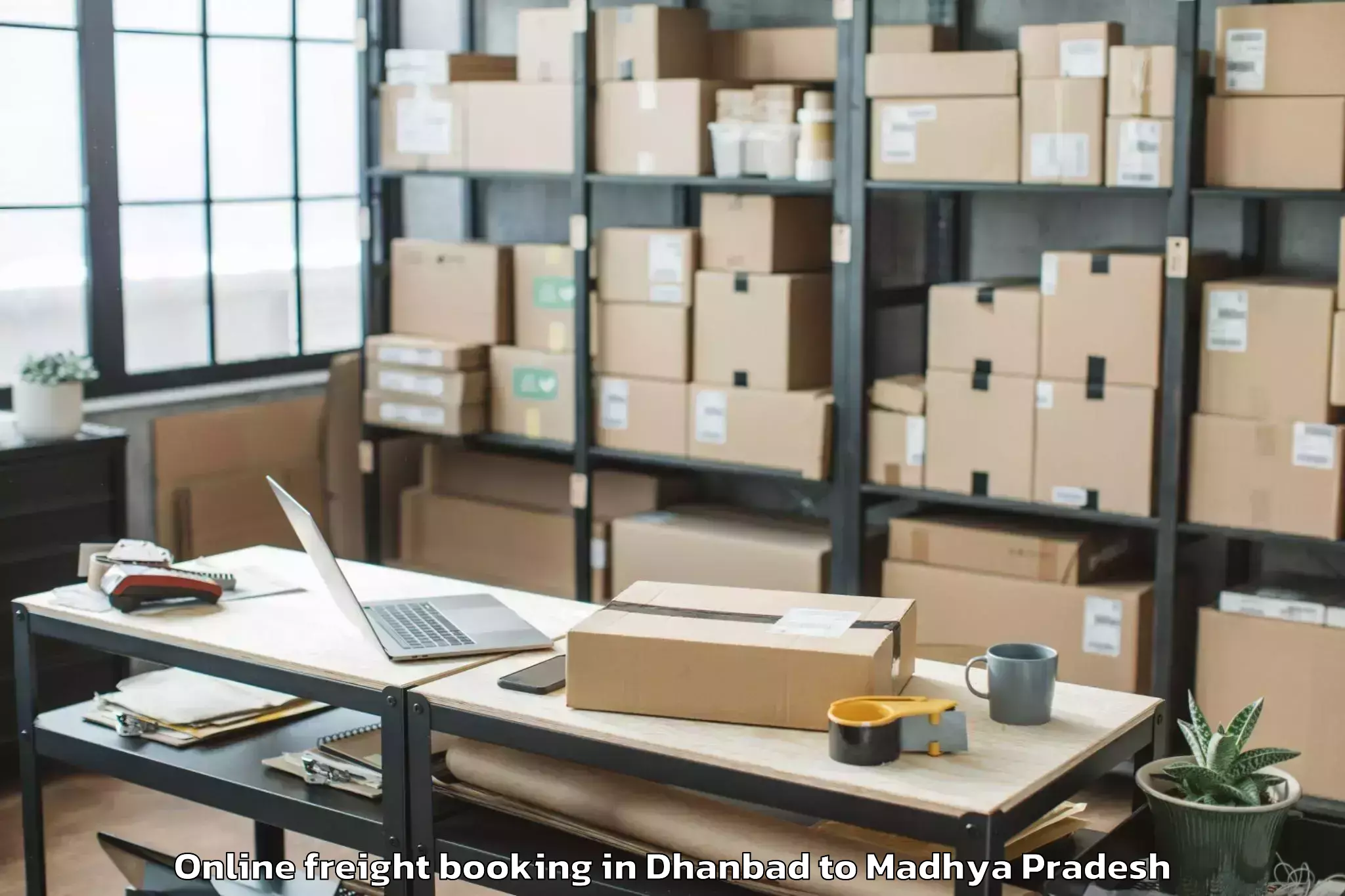 Top Dhanbad to Sanwer Online Freight Booking Available